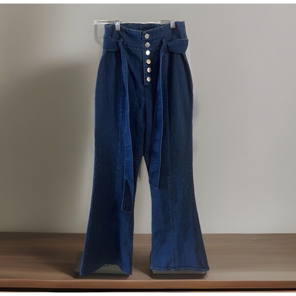 Flying Tomato Flare Jean Small High Waist Y2K Flair Festival Hippy‎ - Picture 2 of 9